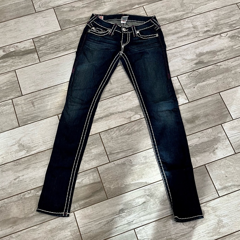 True Religion Joey Low Rise Skinny Dark Wash Sz 24